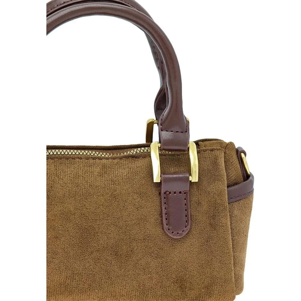 Women's Suede Retro Crossbody Handbag Small Zipper Elegant Versatile